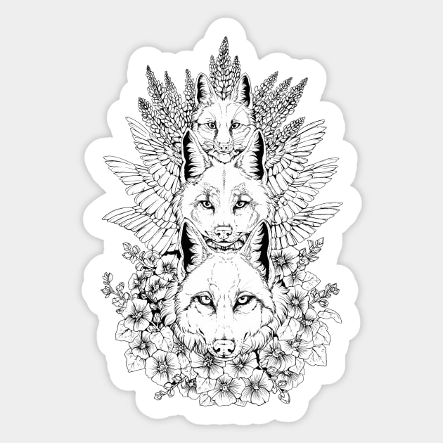 Heraldry Canidae - Black and White Sticker by Plaguedog